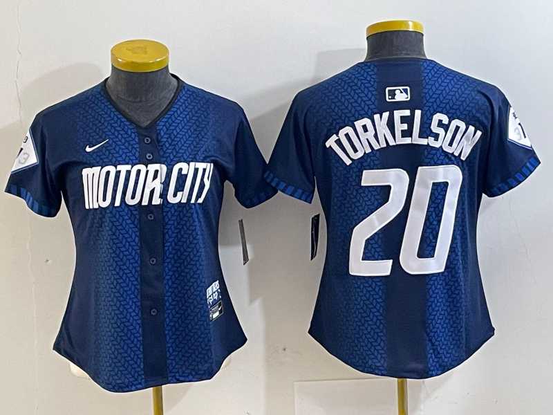 Women%27s Detroit Tigers #20 Spencer Torkelson 2024 Navy City Connect Cool Base Limited Stitched Jersey